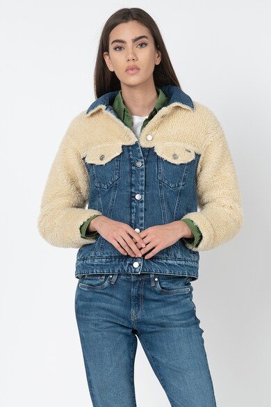 Pepe Jeans London Jacheta din denim si blana shearling sintetica Coco Femei