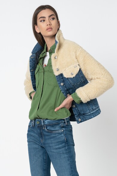 Pepe Jeans London Jacheta din denim si blana shearling sintetica Coco Femei