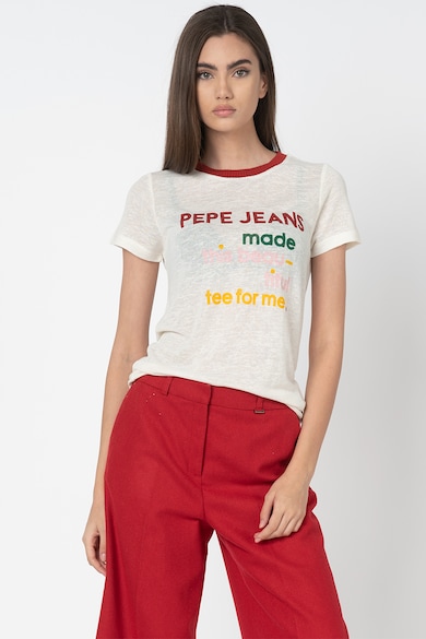 Pepe Jeans London Aurora finomkötött póló feliratos mintával női