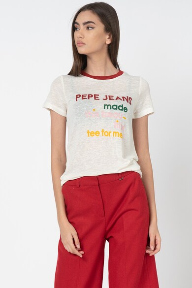 Pepe Jeans London Aurora finomkötött póló feliratos mintával női