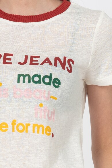 Pepe Jeans London Aurora finomkötött póló feliratos mintával női