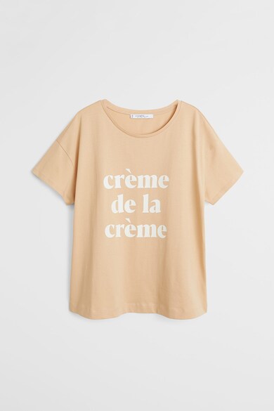 VIOLETA BY MANGO Tricou cu imprimeu text Creme Femei