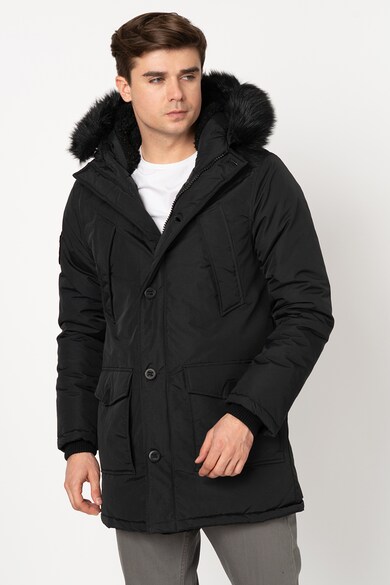 SUPERDRY Jacheta parka cu vatelina si gluga cu captuseala din material teddy Everest Barbati