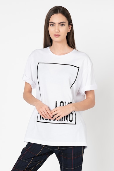 Love Moschino Tricou lejer cu logo contrastant Femei