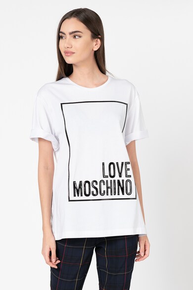 Love Moschino Tricou lejer cu logo contrastant Femei