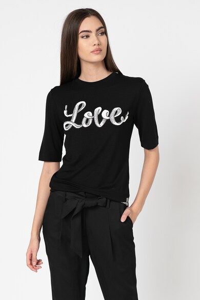 Love Moschino Tricou din amestec de modal, cu imprimeu text Femei