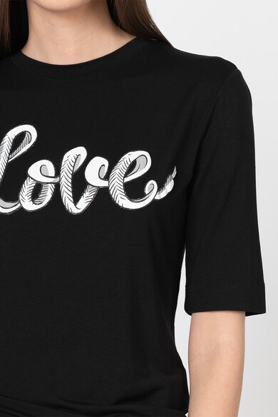 Love Moschino Tricou din amestec de modal, cu imprimeu text Femei