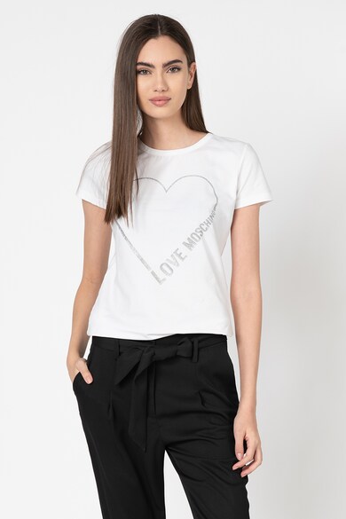 Love Moschino Tricou cu imprimeu logo stralucitor Femei