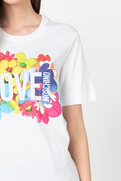 Love Moschino Tricou cu decolteu la baza gatului si aplicatie logo Femei