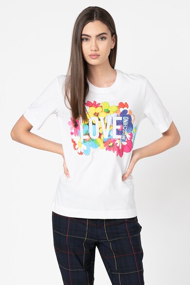 Love Moschino Tricou cu decolteu la baza gatului si aplicatie logo Femei