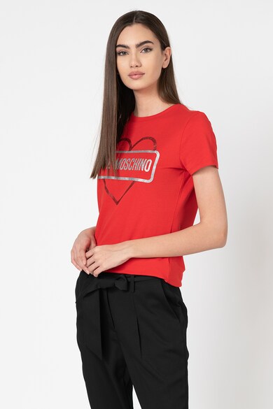 Love Moschino Tricou cu logo stralucitor Femei