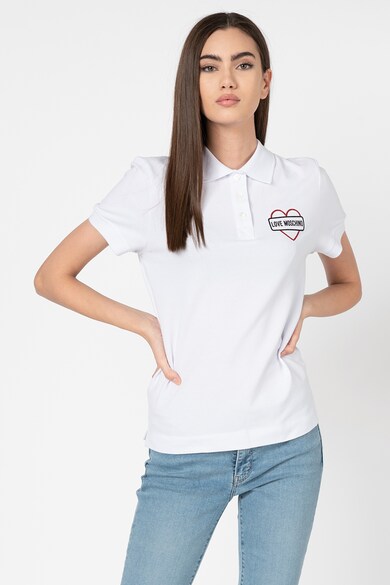 Love Moschino Tricou polo din pique cu imprimeu stralucitor Femei