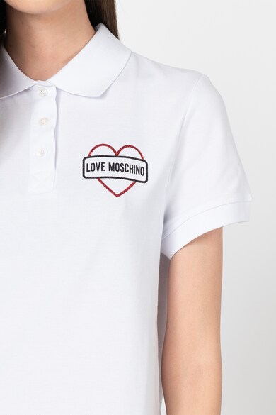 Love Moschino Tricou polo din pique cu imprimeu stralucitor Femei