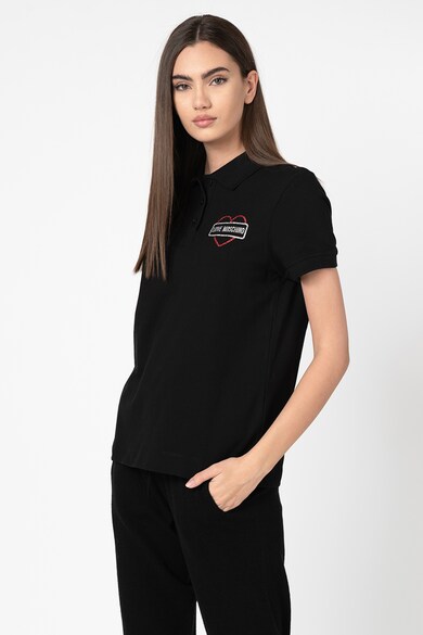 Love Moschino Tricou polo din pique cu imprimeu stralucitor Femei