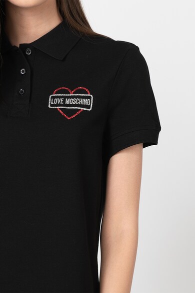 Love Moschino Tricou polo din pique cu imprimeu stralucitor Femei