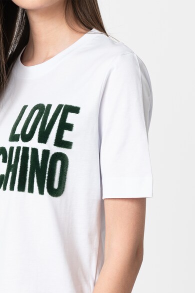 Love Moschino Tricou cu aplicatie logo pufoasa Femei