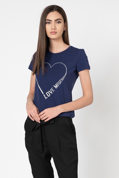 Love Moschino Tricou cu imprimeu logo stralucitor Femei