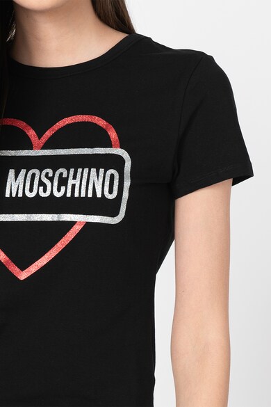 Love Moschino Tricou cu logo stralucitor Femei