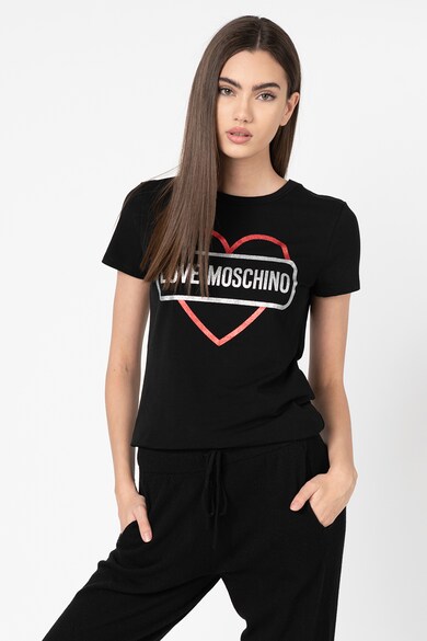 Love Moschino Tricou cu logo stralucitor Femei