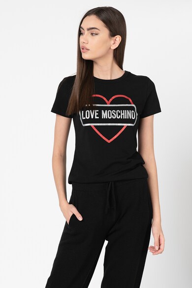 Love Moschino Tricou cu logo stralucitor Femei