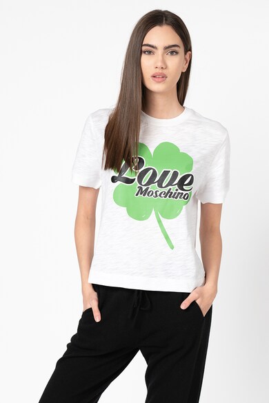 Love Moschino Tricou cu imprimeu logo cauciucat Femei