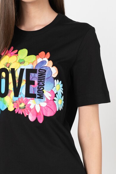 Love Moschino Tricou cu decolteu la baza gatului si aplicatie logo Femei