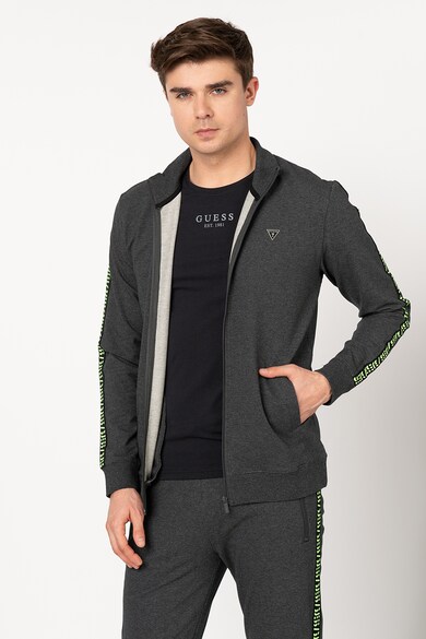 GUESS Bluza sport de casa, cu fermoar si imprimeu Barbati