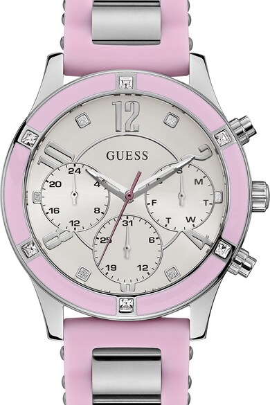 GUESS Ceas quartz cu functii mutiple, decorat cu cristale Femei