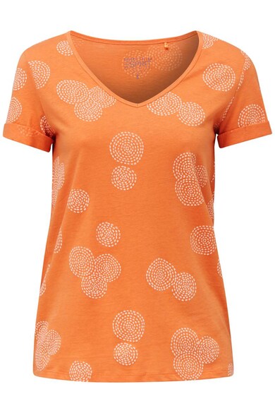 Esprit Tricou din amestec de bumbac organic si in, cu imprimeu geometric Femei