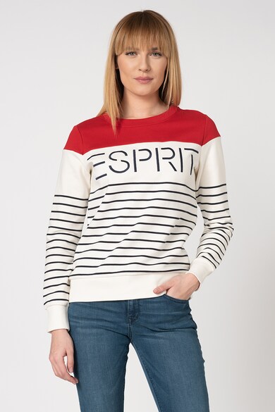 Esprit Bluza sport cu model in dungi si broderie logo Femei