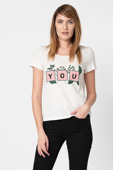 Vero Moda Tricou din bumbac organic cu aplicatie frontala Tovediana Femei