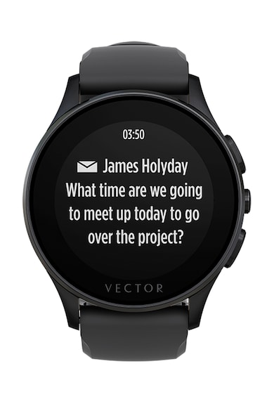 Vector Ceas Smartwatch  Luna, Negru mat, Curea silicon neagra Femei