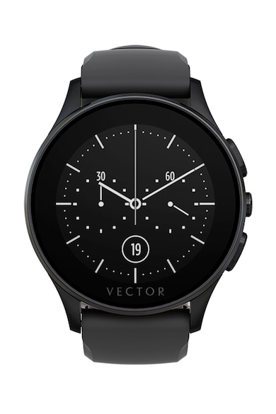 Vector Ceas Smartwatch  Luna, Negru mat, Curea silicon neagra Femei