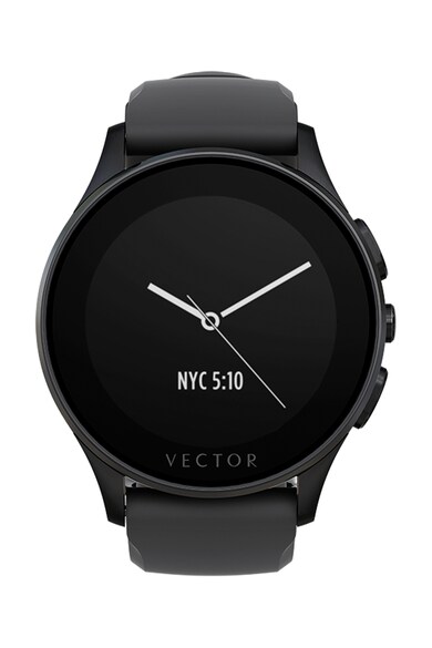 Vector Ceas Smartwatch  Luna, Negru mat, Curea silicon neagra Femei