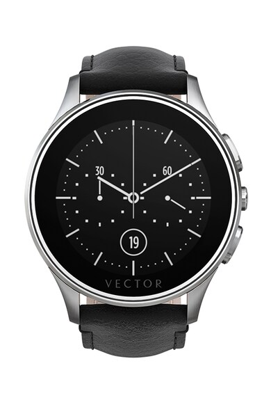 Vector Часовник Smartwatch  Luna, Кожена каишка, Сребрист/Черен Мъже