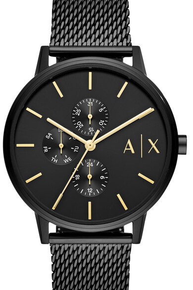 ARMANI EXCHANGE Ceas rotund cu bratara metalica cu model plasa Barbati