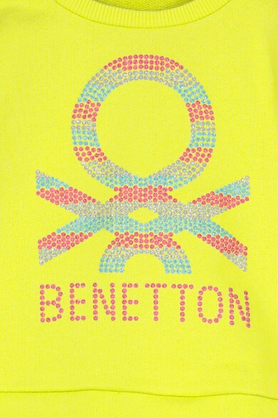 United Colors of Benetton Bluza sport din bumbac organic, cu imprimeu logo Fete