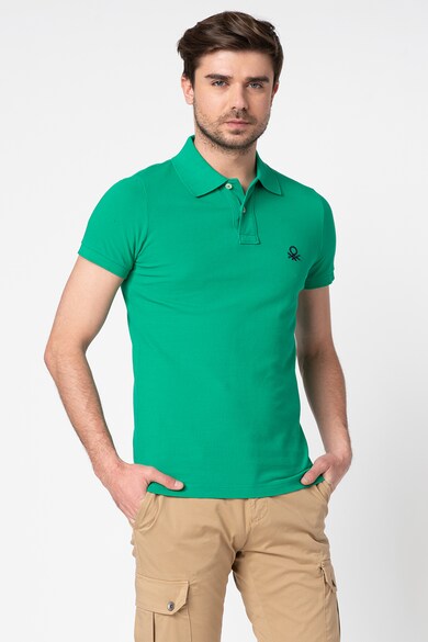 United Colors of Benetton Памучна тениска с яка Мъже