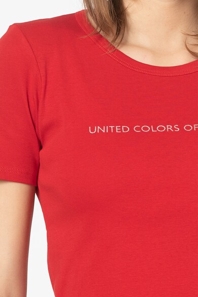United Colors of Benetton Tricou cu imprimeu logo si insertii stralucitoare Femei
