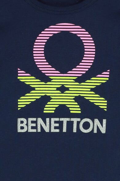 United Colors of Benetton Bluza din bumbac organic, cu imprimeu logo Fete