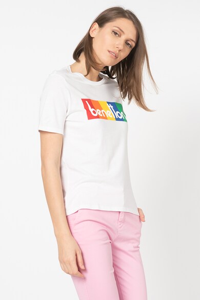 United Colors of Benetton Tricou din amestec de modal cu imprimeu logo Femei