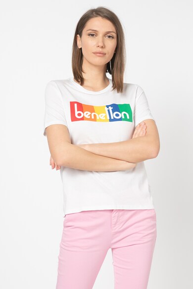 United Colors of Benetton Tricou din amestec de modal cu imprimeu logo Femei