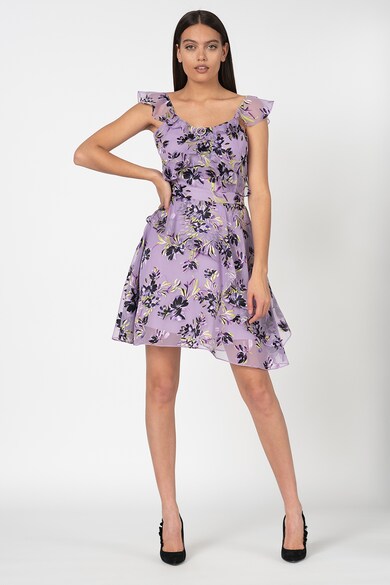 GUESS JEANS Rochie mini cu imprimeu floral si aplicatii cu volane Femei