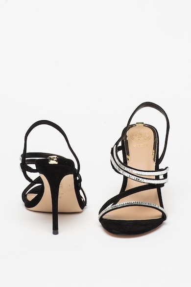 GUESS Sandale din piele intoarsa cu bareta slingback si strasuri Femei