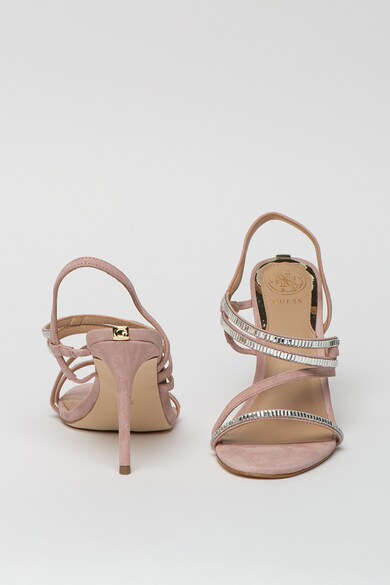 GUESS Sandale din piele intoarsa cu bareta slingback si strasuri Femei