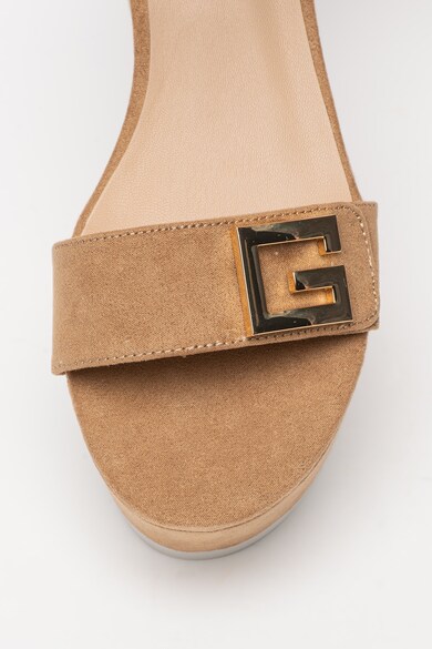 GUESS Sandale wedge de piele ecologica cu bareta pe glezna Femei