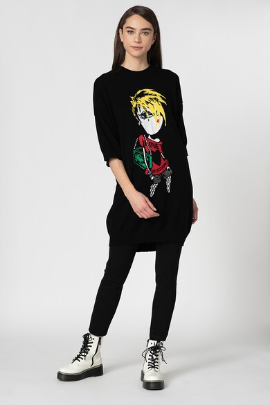 Love Moschino Rochie tip pulover cu model grafic Femei