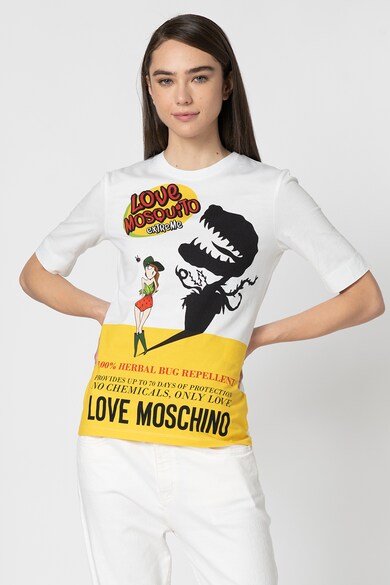 Love Moschino Tricou cu decolteu la baza gatului si imprimeu grafic W Femei