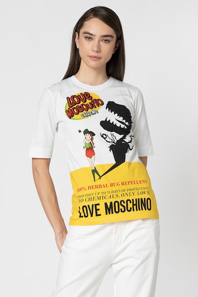 Love Moschino Tricou cu decolteu la baza gatului si imprimeu grafic W Femei