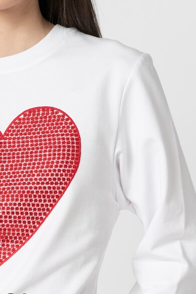 Love Moschino Bluza sport cu decolteu la baza gatului, imprimeu logo si broderie cu inima Femei